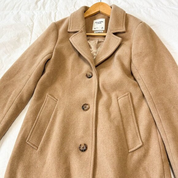 Abercrombie & Fitch Wool Blend Dad Coat Beige Tan Women’s Small Petite - Picture 4 of 10